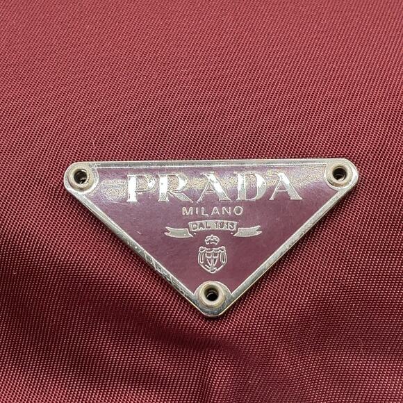 Prada Vela Flat Messenger Bag Triangle Logo Bordeaux Red Nylon Plate - Picture 12 of 14